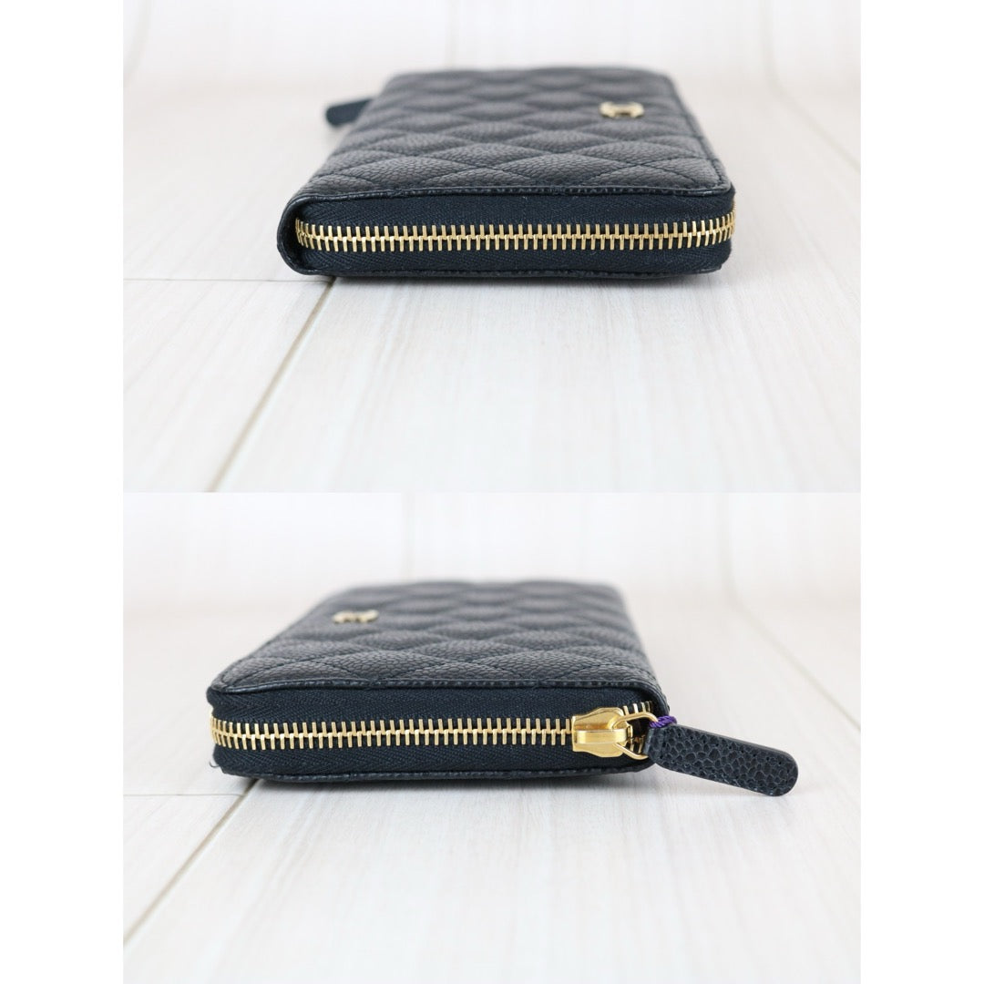 Excellent（Rank SA）｜Chanel Caviar Skin Black Long  Wallet Made In 2014-2015Year ｜X25101802