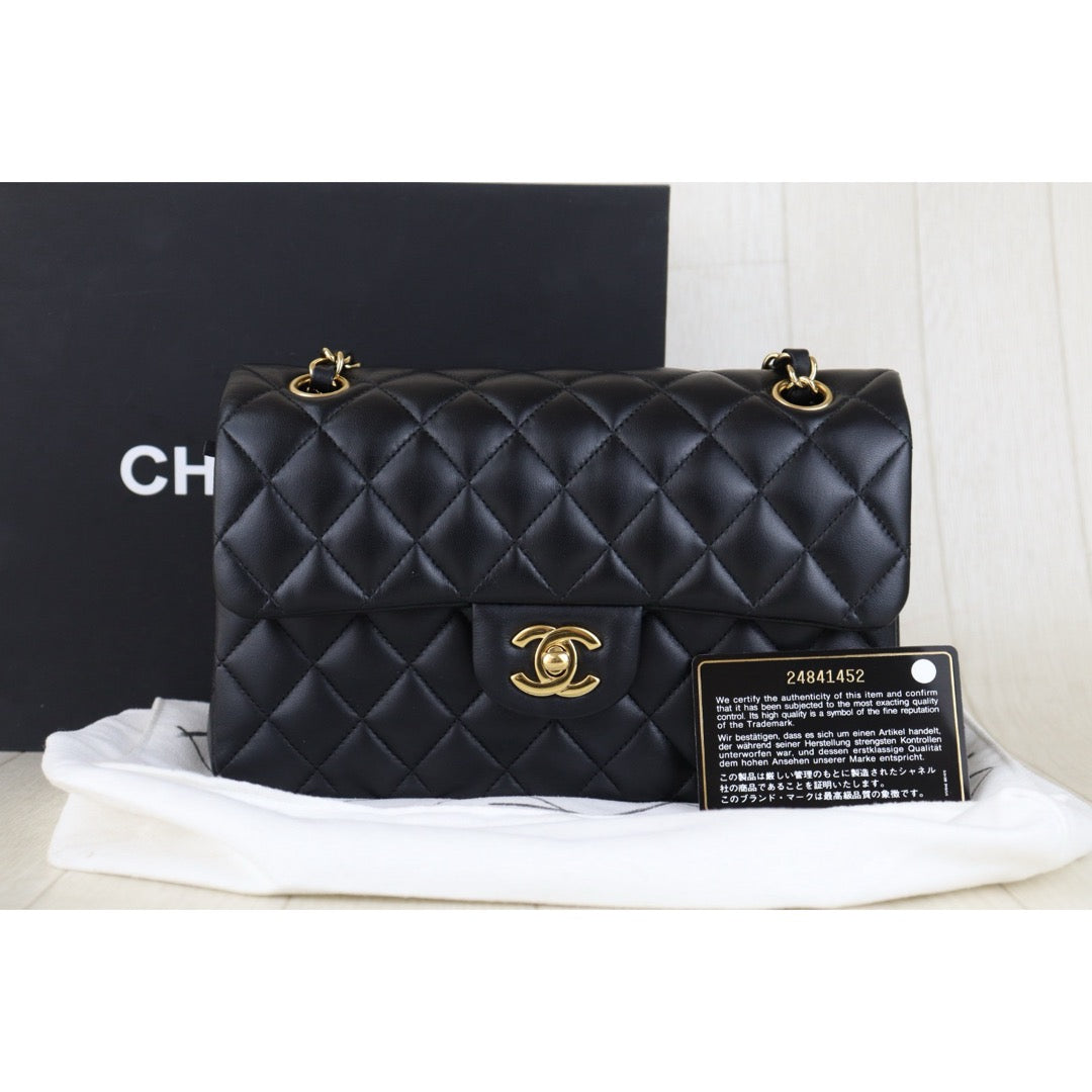 Very Good ( Rank A)｜Full Set CHANEL Lamb Skin Matrasse Double Flap 23 Shoulder Bag Black Made In 2017-2018Year｜S25122307