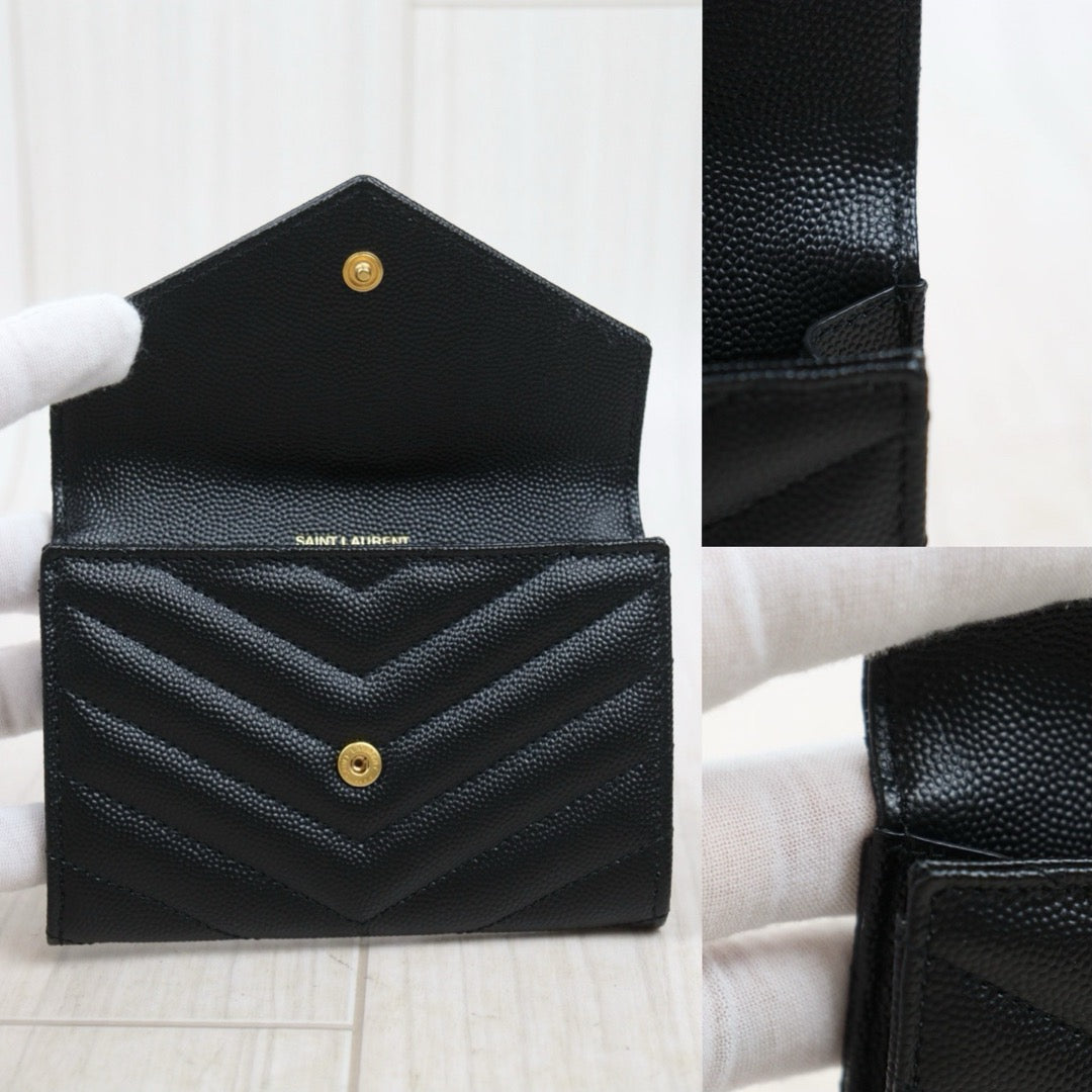 Excellent（Rank SA）｜  Saint Laurent YSL Caviar Skin Calf Leather Wallet Black｜25052908