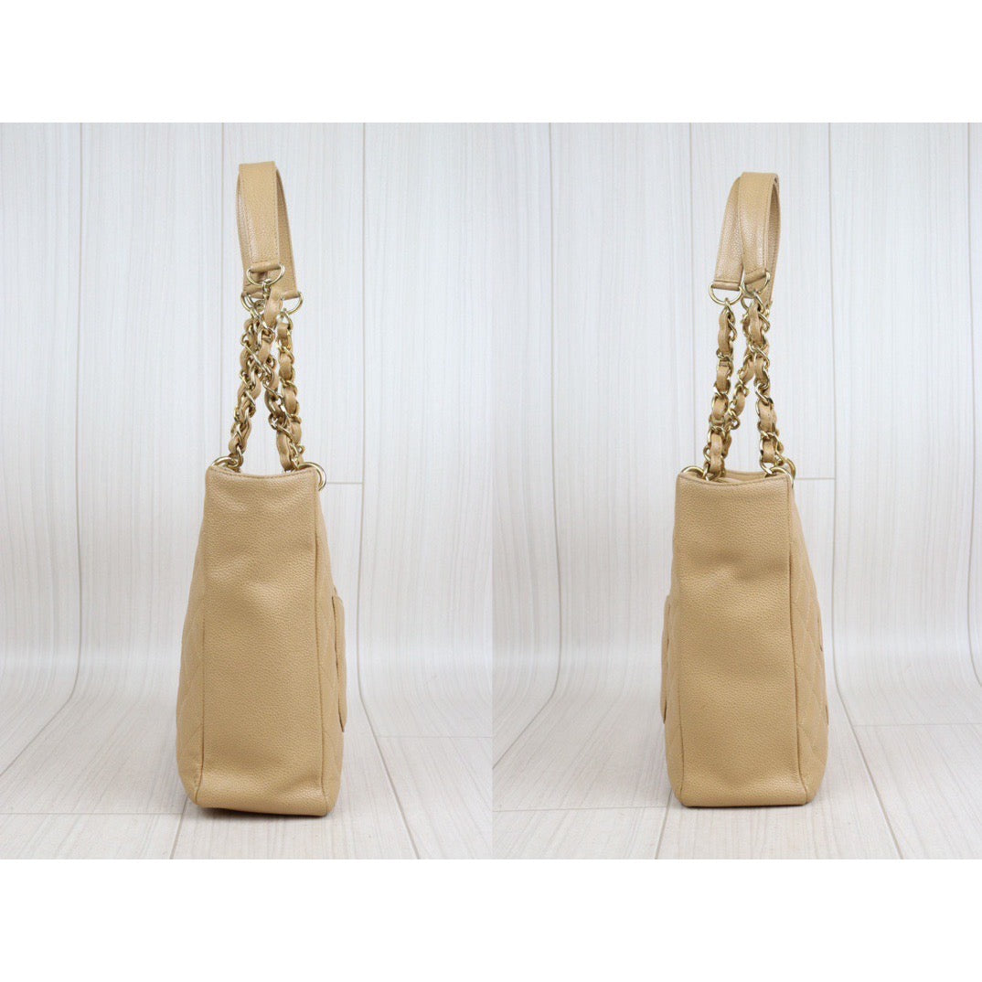 Good ( Rank AB) ｜ CHANEL Matrasse PST Chain Tote Bag Caviar Skin Beige ｜23120510