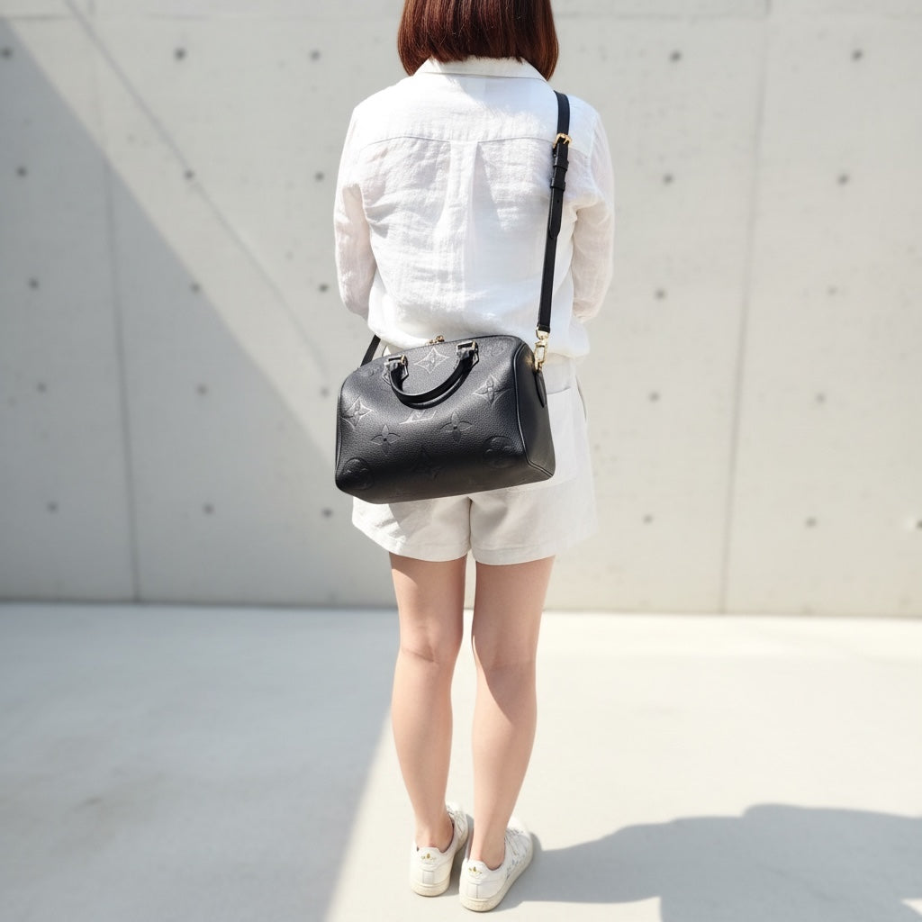 Include Entrupy Certificate of Authenticity｜Very Good ( Rank A)｜Full Set Louis Vuitton  Current Model Monogram Empreinte Speedy 25 Handbag Shoulder Bag IC Chips Model Black｜S26060606
