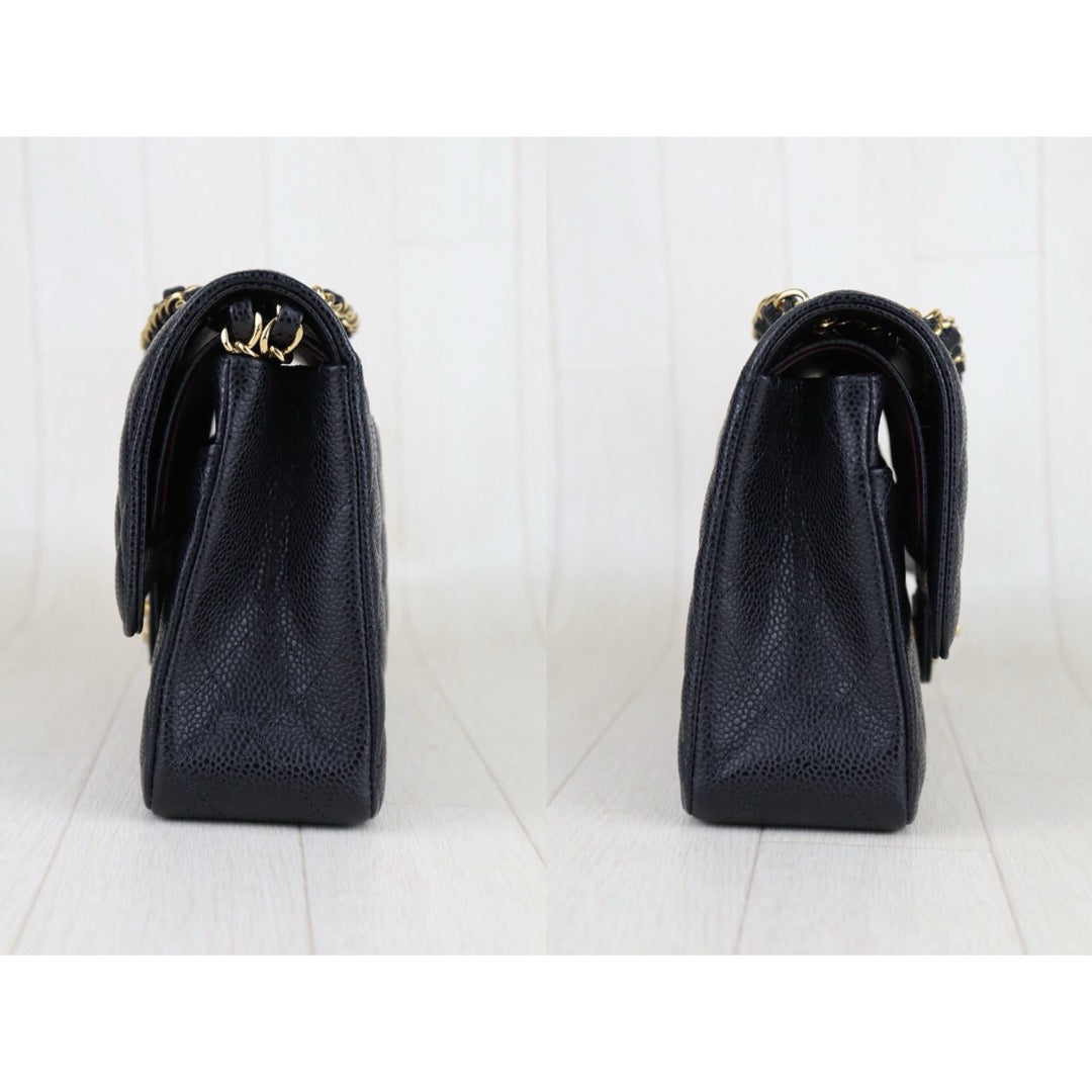 Excellent（Rank SA）｜ Full Set CHANEL Caviar Skin Matrasse Double Flap 25 Shoulder Bag Black Made In 2020-2021Year｜S25101102