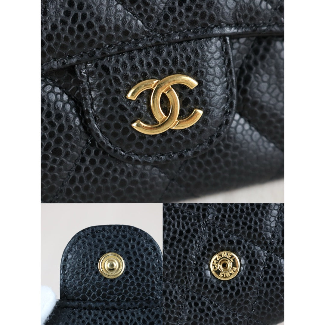 Very Good ( Rank A) ｜CHANEL Caviar Skin Calf Leather  Card Holder Black Made In 2019 Year｜X25070606
