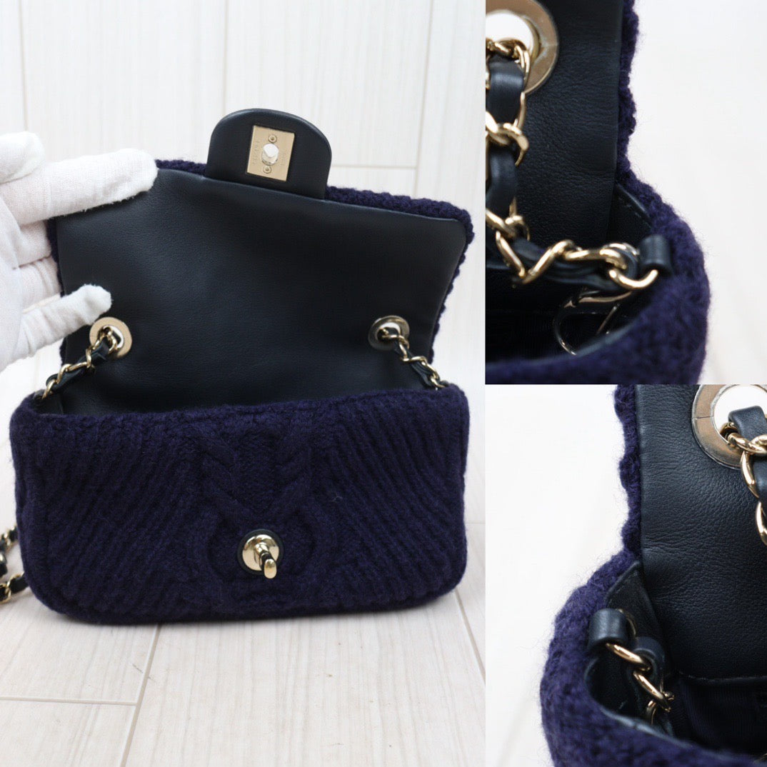 Rank A ｜ CHANEL Wool Knitting Mini Flap 20 Shoulder Bag  Made In 2018-2019Year｜Y24051712