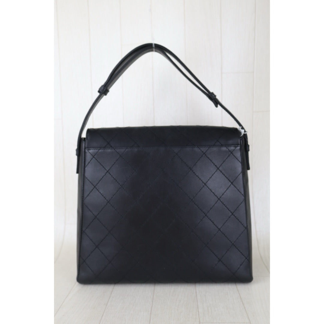 Include Entrupy Certificate of Authenticity｜Very Good ( Rank A)｜ CHANEL Calf Skin  Vintage Quilted Single Flap Kelly Shoulder Bag Black Made In 1997-1999Year｜S26083010