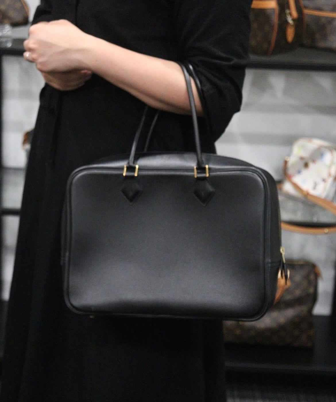 Rank A｜ HERMES Plume 32 HandBag Black ◽︎C Stamp｜V23080102