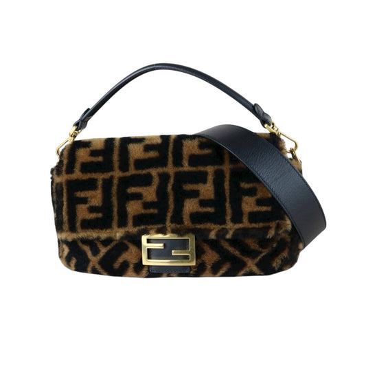 Very Good ( Rank A)｜ FENDI Zucca Mamma Baguette Sheep Skin Brown Shoulder Bag｜S25110320