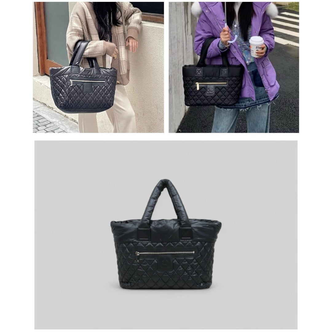 Very Good ( Rank A)｜ CHANEL Down Tote Bag  Black Made in 2009-2010Year ｜25070106