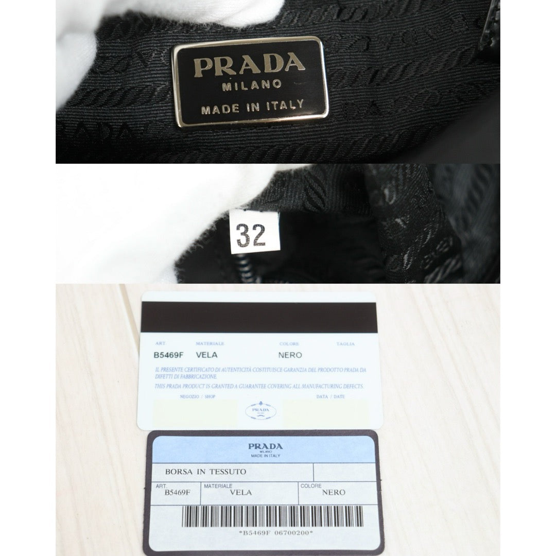 Include Entrupy Certificate of Authenticity｜Very Good ( Rank A) ｜Prada  Vela Nylon Black Shoulder Bag｜26091803