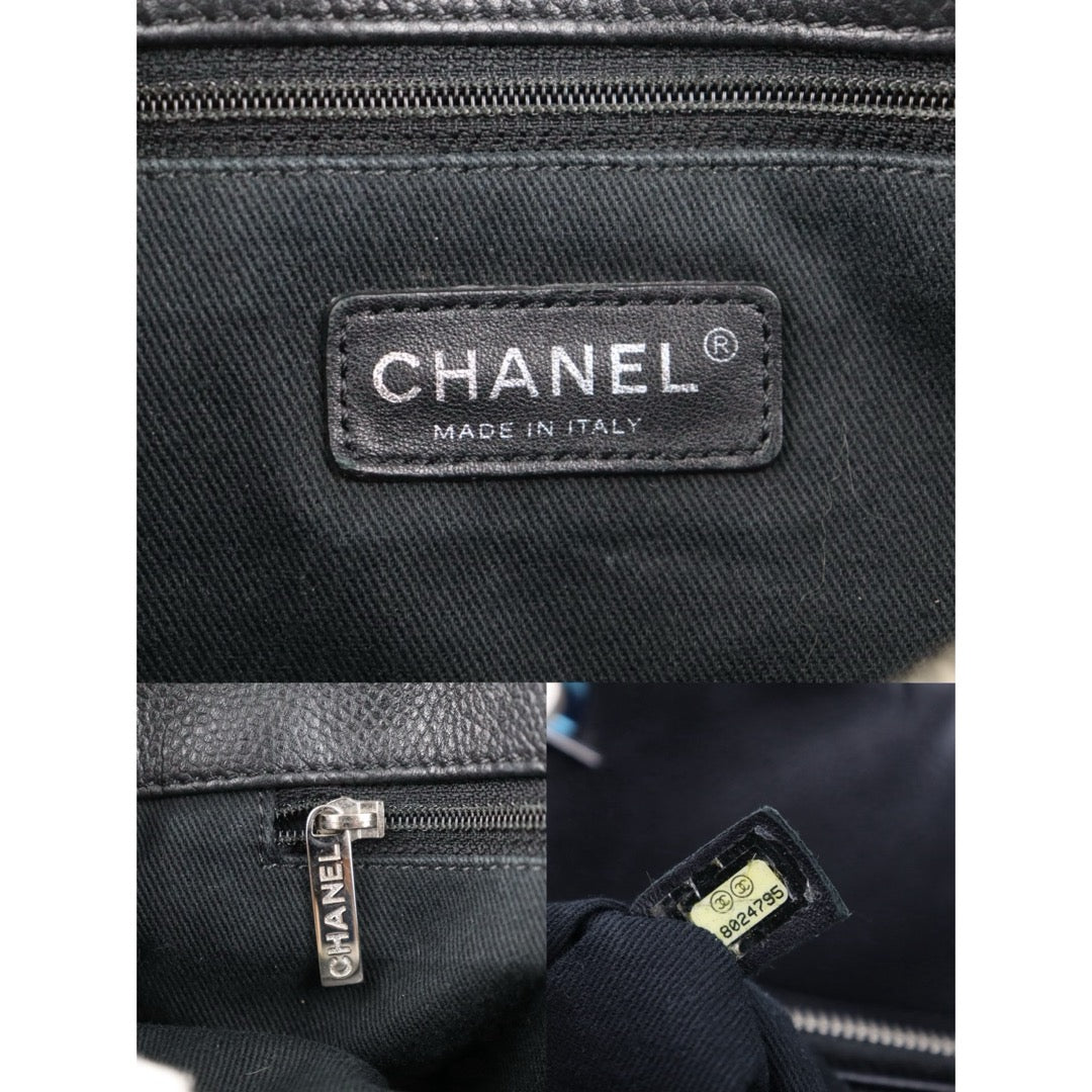 Include Entrupy Certificate of Authenticity｜Good ( Rank AB)｜ CHANEL Calf Leather  Matrasse Chain Tote Bag Black Made In 2013～2014Year｜S26060105