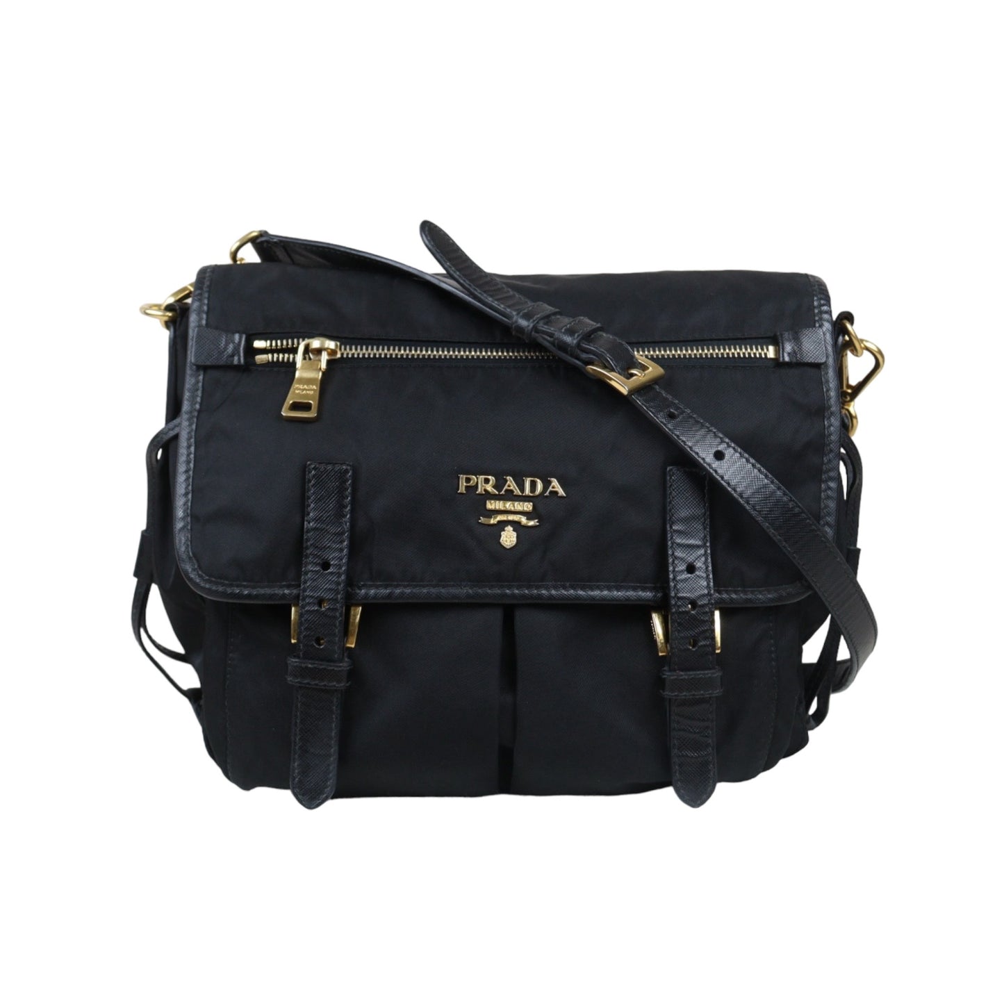 Rank AB｜Prada  Nylon Black Gold Hardware ShoulderBag｜S24071423