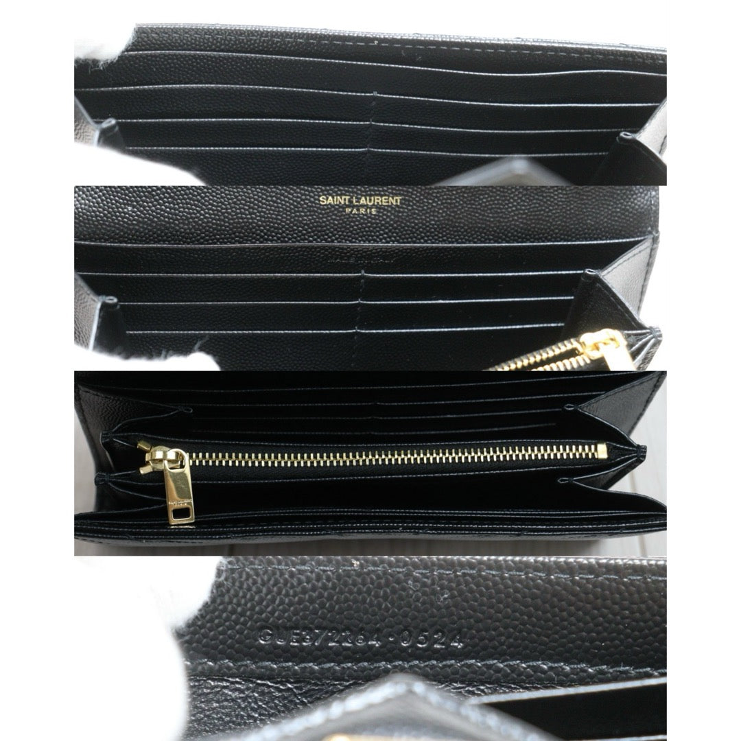 Include Entrupy Certificate of Authenticity｜Excellent（Rank SA）｜  Saint Laurent YSL Caviar Skin Calf Leather Long Wallet Black｜26060401