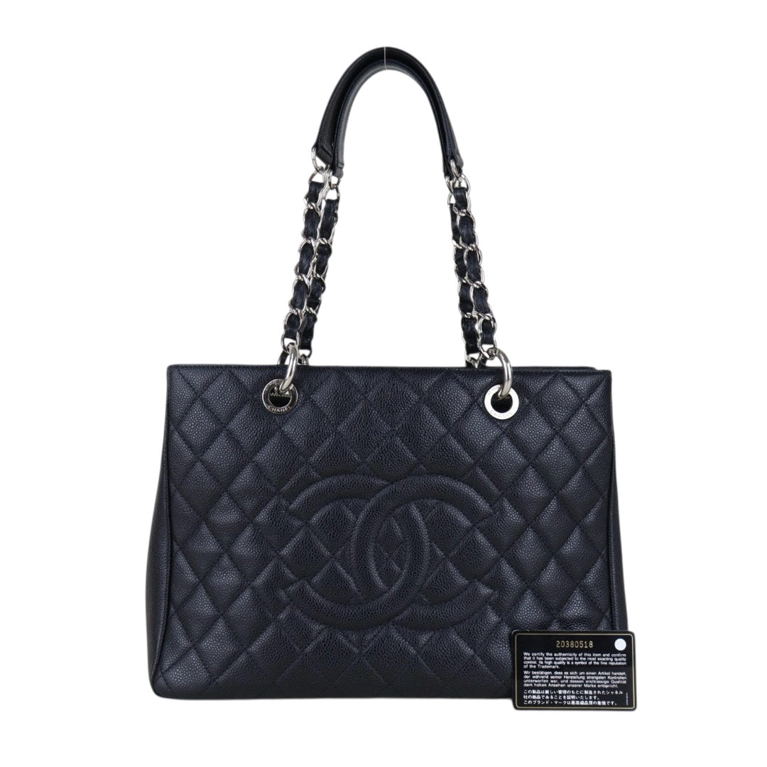 Very Good ( Rank A) ｜ CHANEL Caviar Skin Matrasse Chain GST Tote Bag  Black  Made In 2014-2015Year｜S25121115