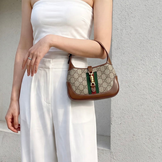 Include Entrupy Certificate of Authenticity｜Very Good ( Rank A) ｜  GUCCI  Monogram Mini Jackie 1961 Handbag With Shoulder Strap｜26101301