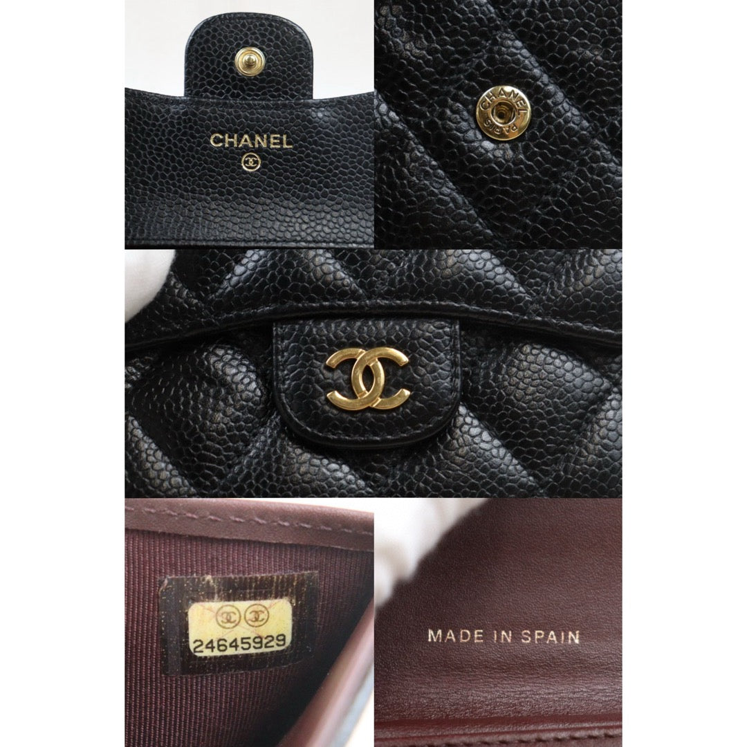 Very Good ( Rank A)｜Chanel Caviar Skin Black Wallet｜S24111229