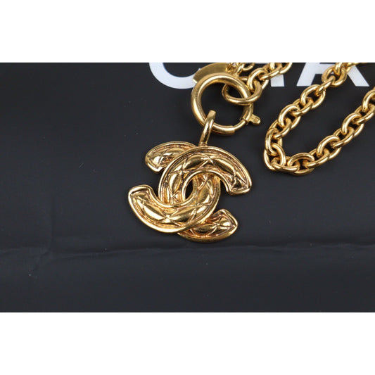 Rank A ｜ CHANEL Coco Mark 24K Gold Plated Necklace｜24011223