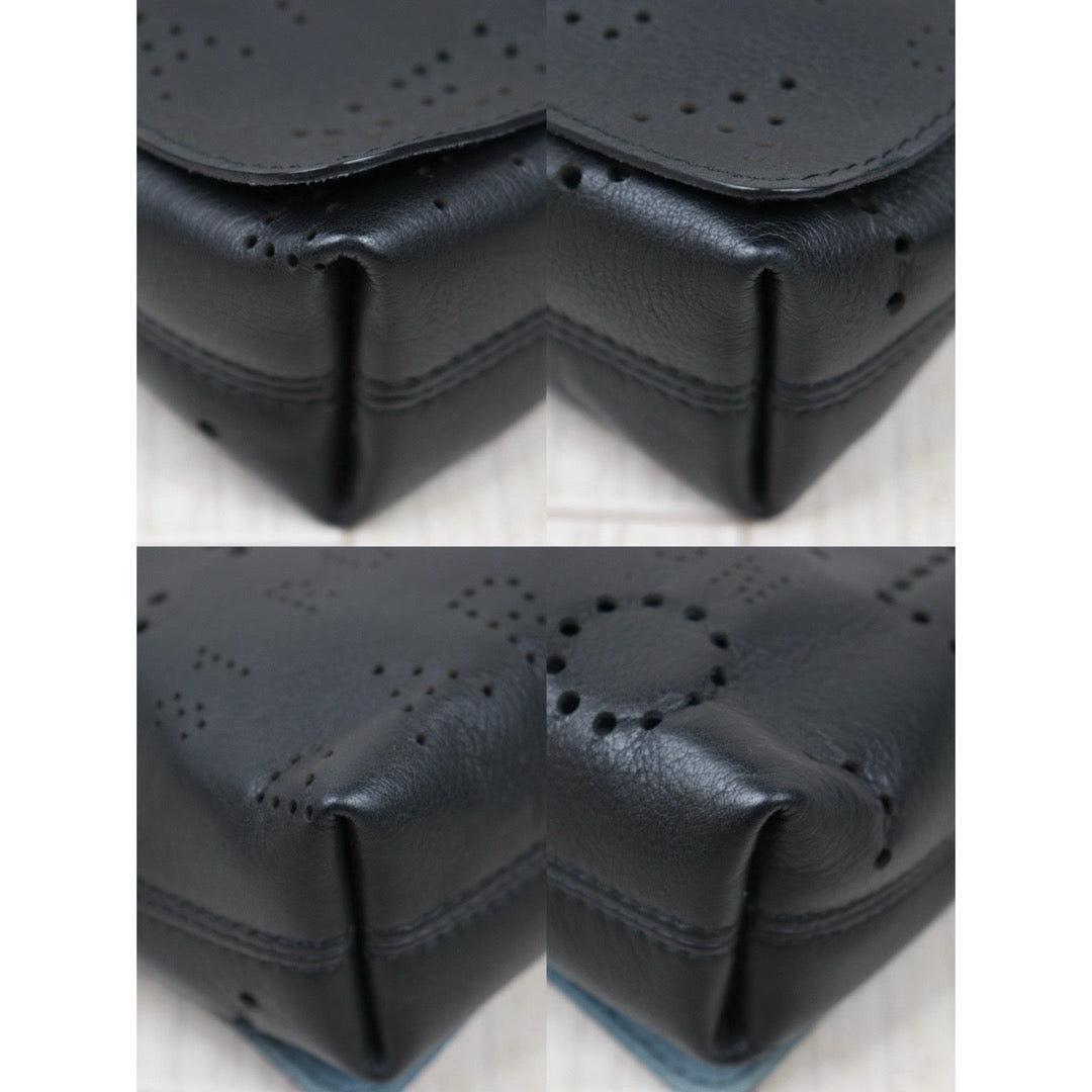 Very Good ( Rank A)｜ CHANEL Calf Leather Matrasse Chain Limited Edition Eyelets Shoulder Bag Waist Bag Black Made In 2019Year｜Y25072805