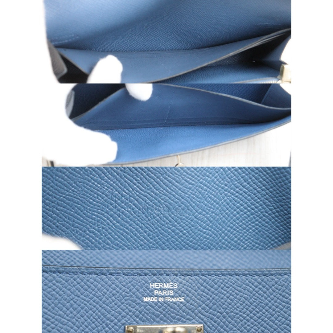Very Good ( Rank A)｜ HERMES Epsom Kelly Long Wallet Agate Blue X Stamp Made In 2016Year｜W26020603