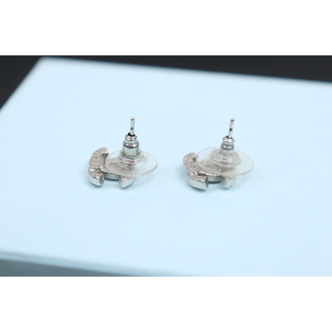 Good ( Rank AB)｜ CHANEL Coco Mark Rhinestone Earrings Silver｜V25100718