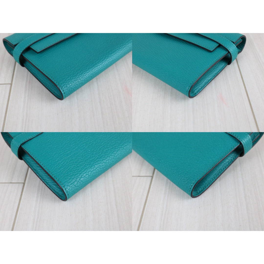 Include Entrupy Certificate of Authenticity｜Very Good ( Rank A)｜ HERMES Goatskin Kelly Long Wallet Vert Vertigo Paon X Stamp Made In 2016Year｜W26071704