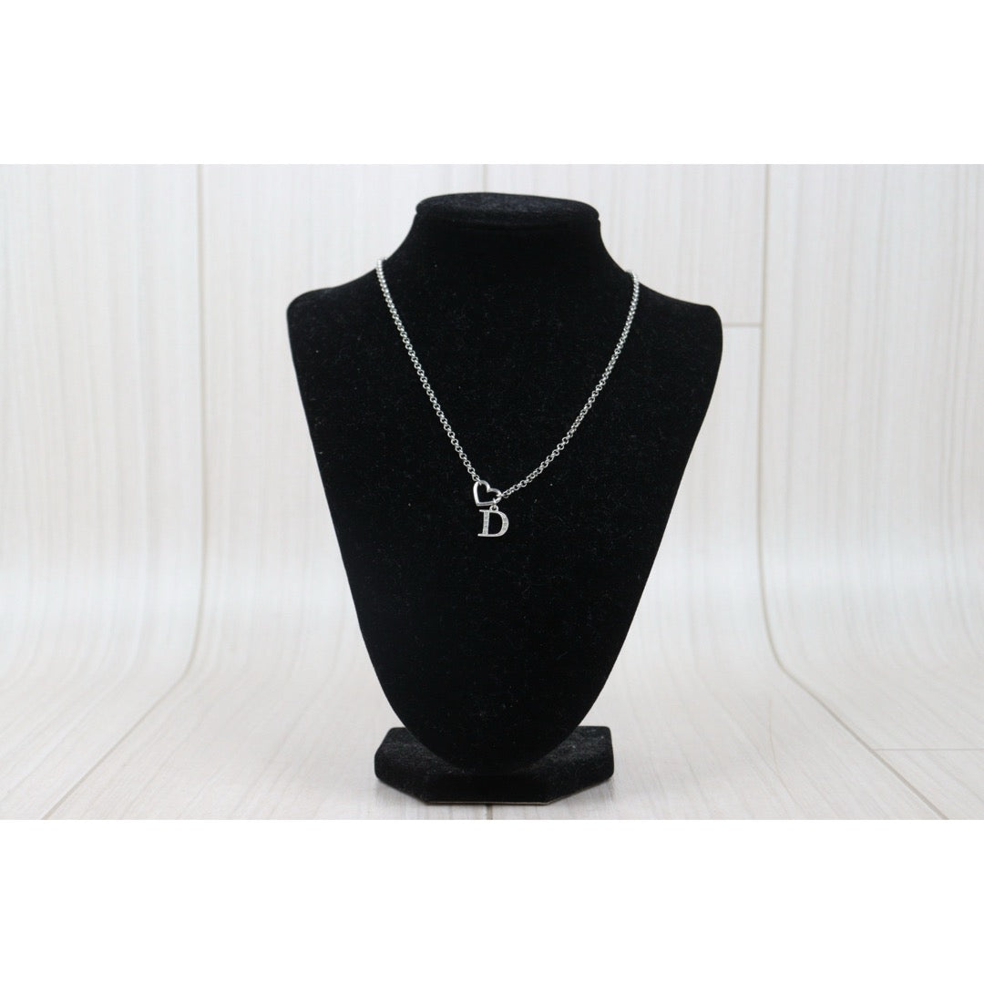 Very Good ( Rank A) ｜ Dior  Heart＆D Necklace Silver Plated ｜V25071011