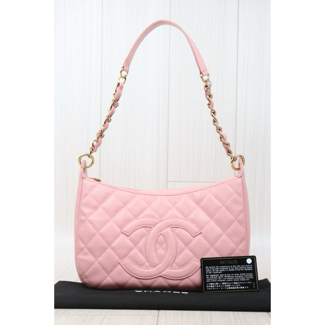 Very Good ( Rank A)｜ CHANEL Half Moon Shoulder Bag Pink Made In 2003-2004 Year ｜V24122602