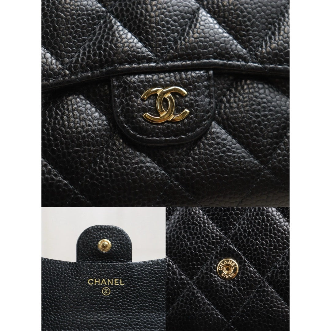 Include Entrupy Certificate of Authenticity｜Good ( Rank AB)｜Chanel Caviar Skin Black Wallet IC Chips Model ｜26070703