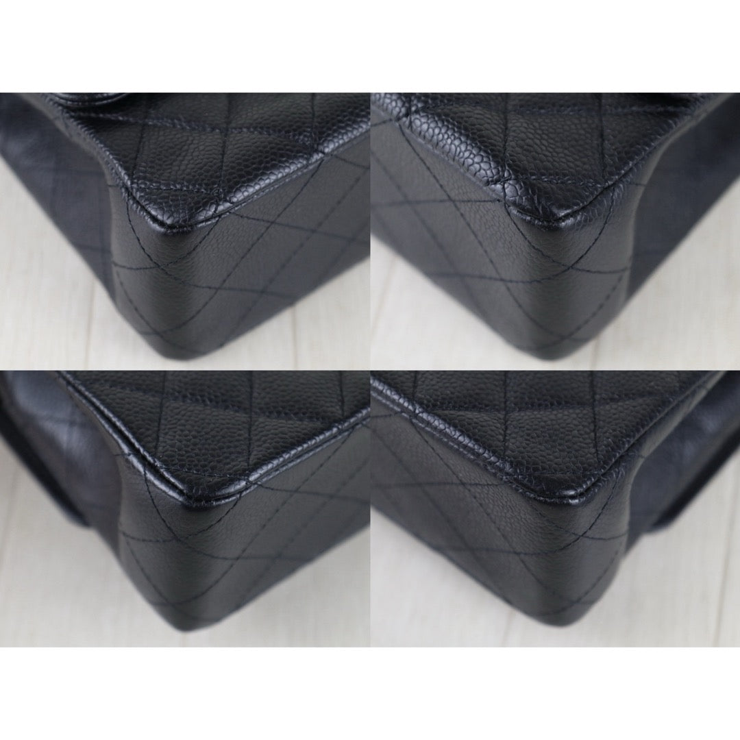 Include Entrupy Certificate of Authenticity｜Very Good ( Rank A)｜ CHANEL Caviar Skin Matrasse Chain Double Flap 25 Shoulder Bag Black Made In 2010-2011Year  ｜S26060202