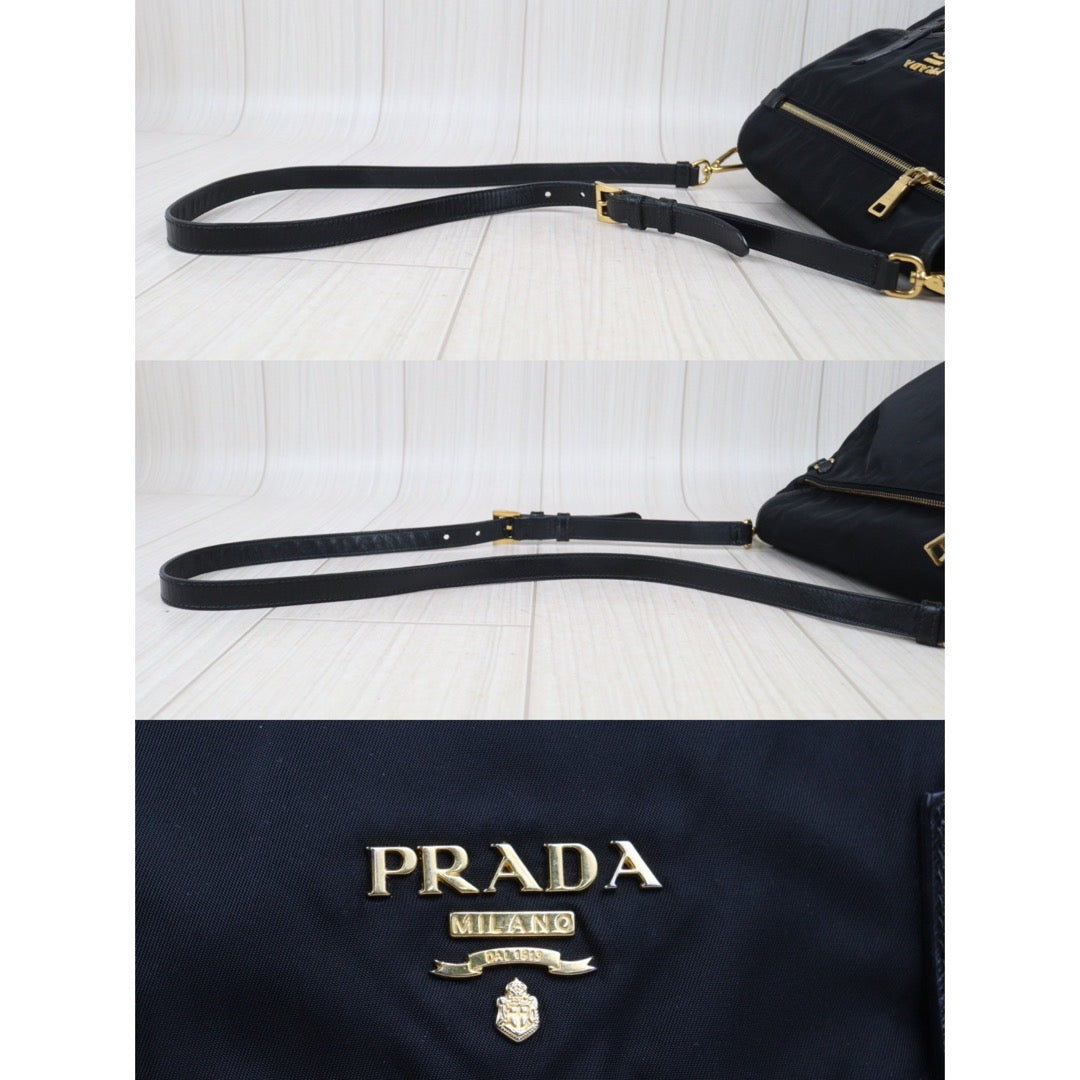 Rank AB｜Prada  Nylon Black Gold Hardware ShoulderBag｜S24071423