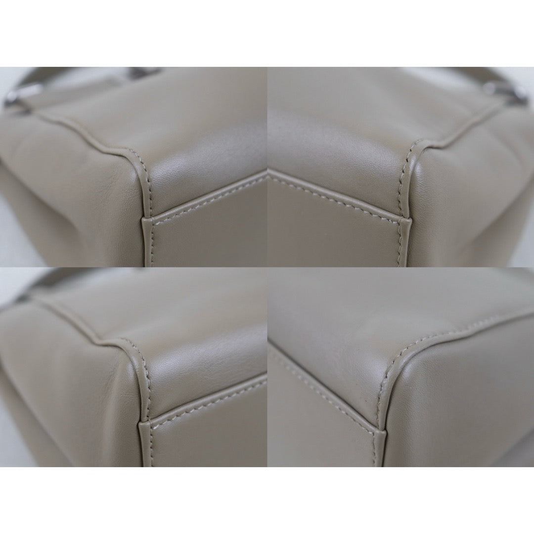 Include Entrupy Certificate of Authenticity｜Good ( Rank AB) ｜ FENDI Calf Leather Peekapoo iconic mini Handbag With Shoulder Bag Beige｜S26051513