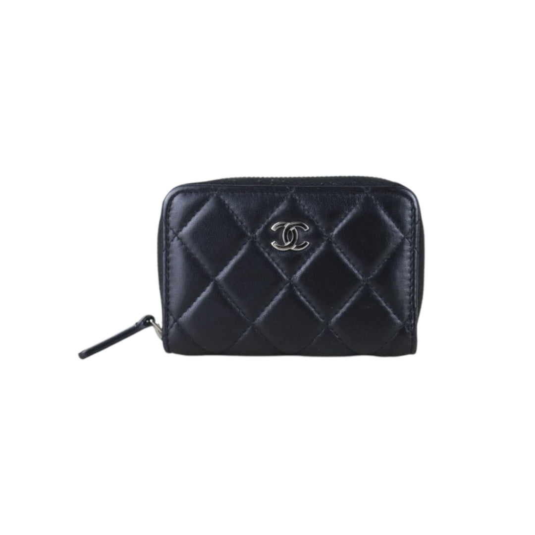 Include Entrupy Certificate of Authenticity｜Good ( Rank AB)｜CHANEL Lamb Skin Black Zip Coin Purse Made In 2020Year｜S26072506