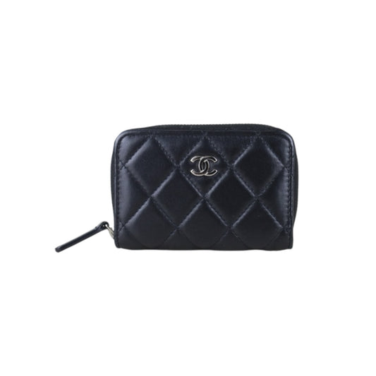 Include Entrupy Certificate of Authenticity｜Good ( Rank AB)｜CHANEL Lamb Skin Black Zip Coin Purse Made In 2020Year｜S26072506