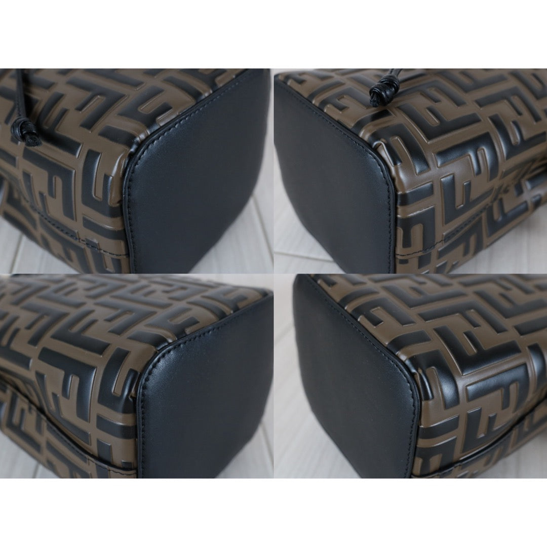 Very Good ( Rank A)｜ FENDI Zucca Calf Leather Mini Mon Tresor Bucket bag Shoulder Bag Brown ｜S25112303