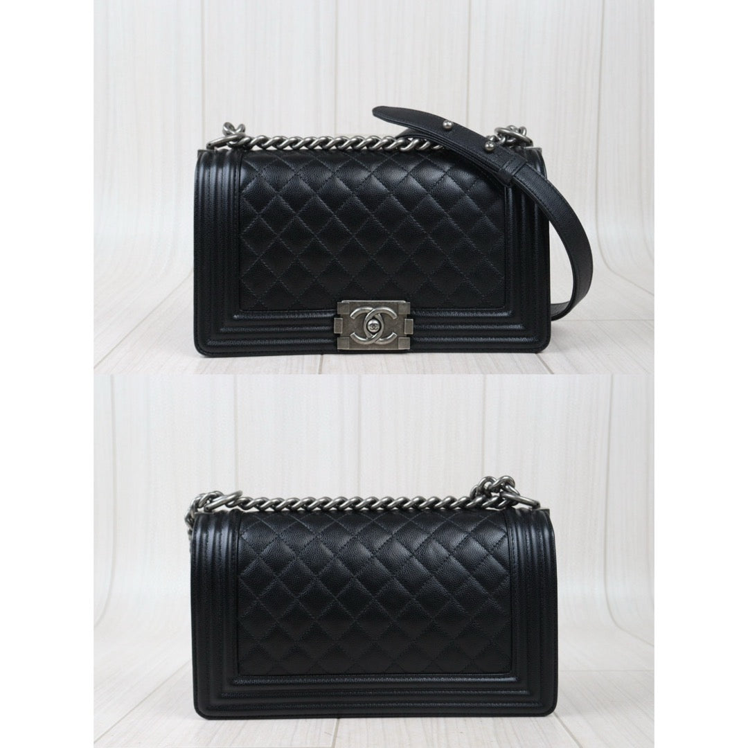 Excellent（Rank SA）｜CHANEL Caviar Skin  LeBoy Chain Shoulder Bag Medium Black  Made In 2019-2020Year｜S24071436