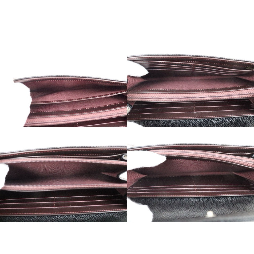 Include Entrupy Certificate of Authenticity｜Very Good ( Rank A)｜CHANEL Caviar Skin Black Long Wallet Made In 2014Year｜X26061203