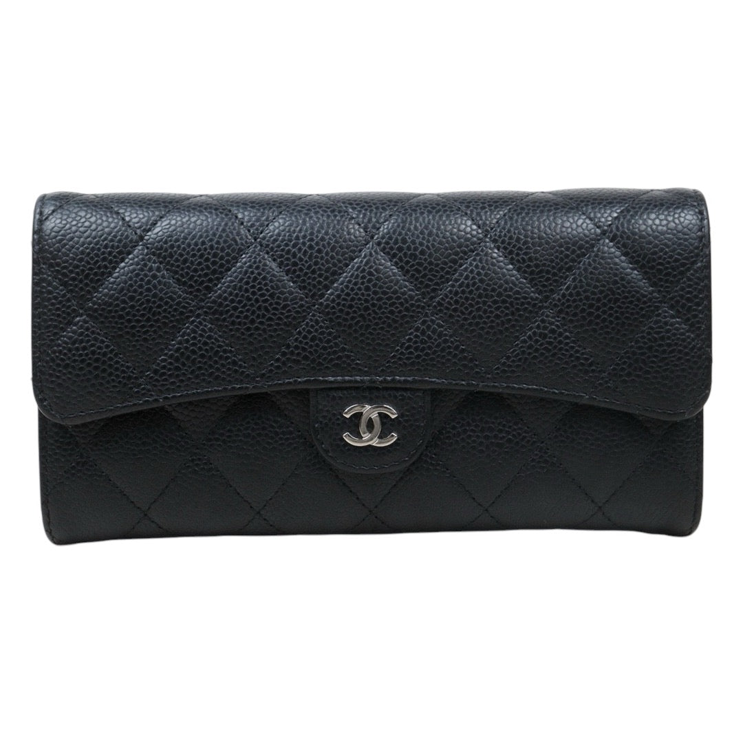 Good ( Rank AB)｜CHANEL Caviar Skin Black Long Wallet Made In 2018 - 2019 Year｜24120511