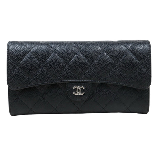 Good ( Rank AB)｜CHANEL Caviar Skin Black Long Wallet Made In 2018 - 2019 Year｜24120511
