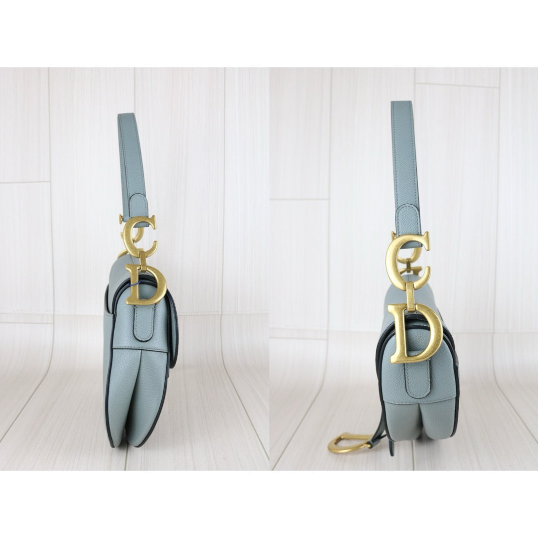 Very Good ( Rank A)｜Dior Trotter Saddle Shoulder Bag Medium Blue Current Model｜S25073011