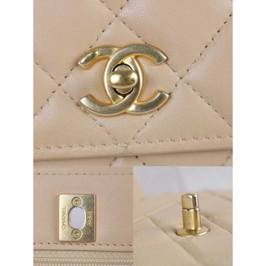 Include Entrupy Certificate of Authenticity｜Very Good ( Rank A)｜CHANEL Calfskin WOC Chain Bag Beige IC Chips Model｜S26060109