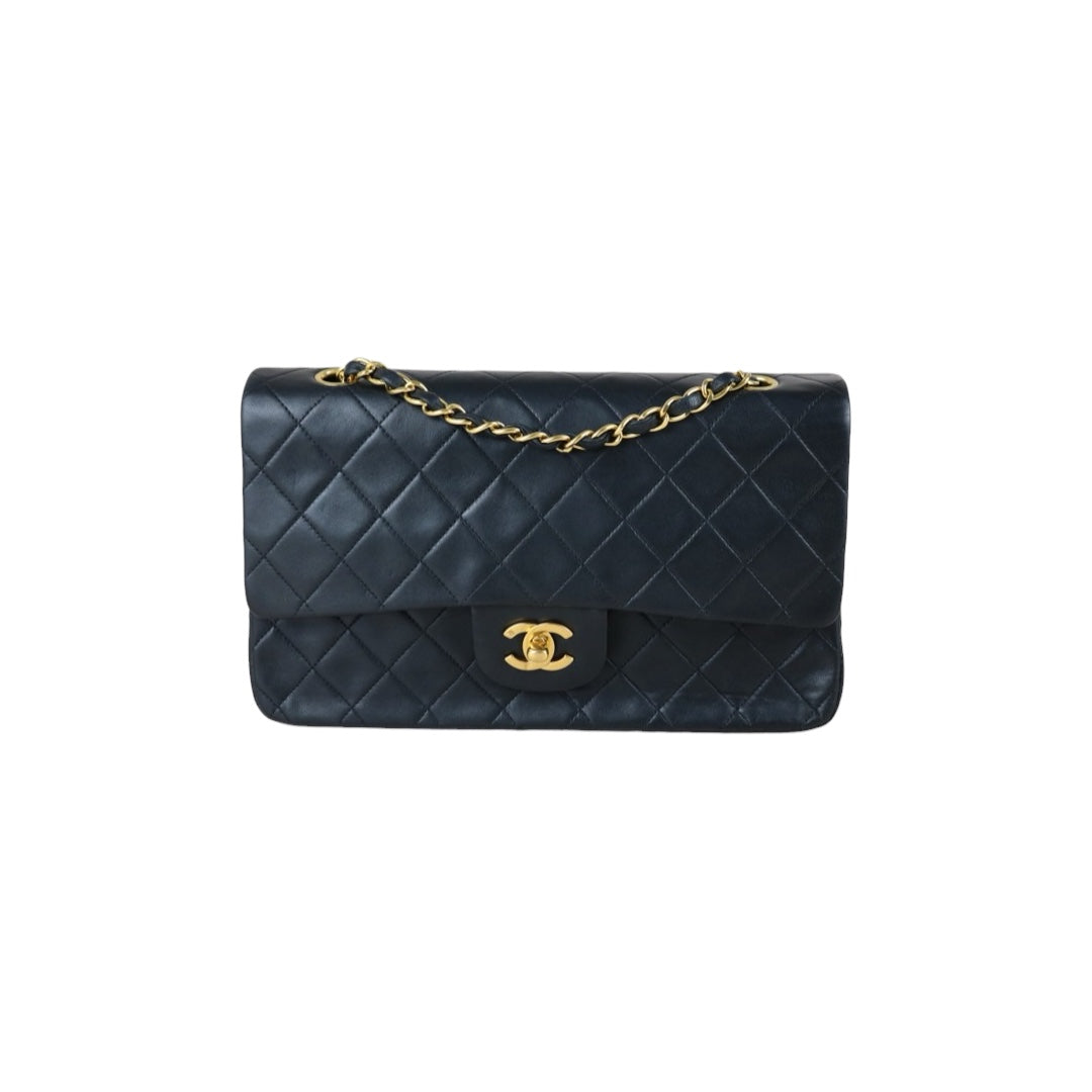Include Entrupy Certificate of Authenticity｜Very Good ( Rank A)｜ CHANEL Lamb Skin Matrasse Chain Double Flap 25 Shoulder Bag  Black Made In 1996-1997Year｜26020401