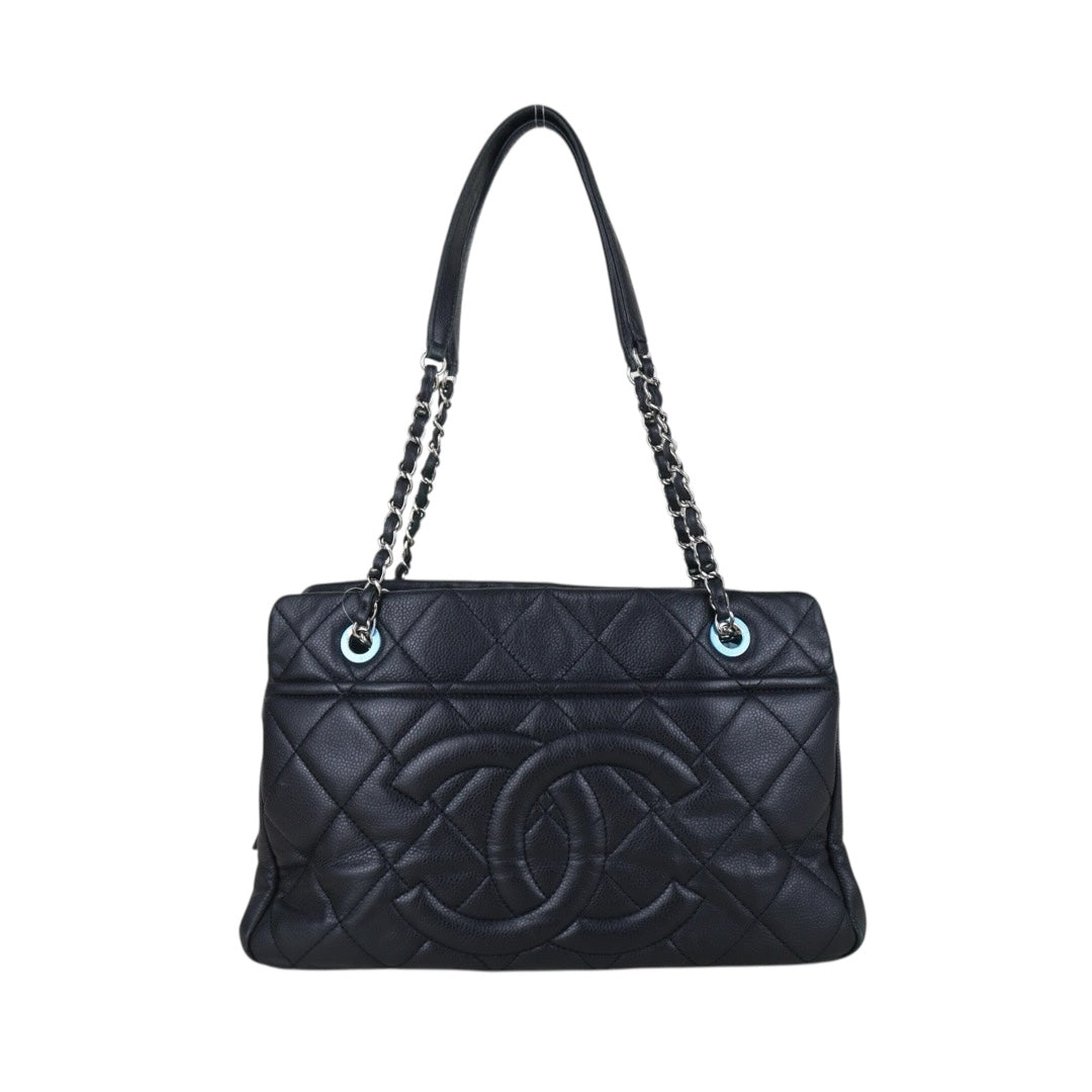 Include Entrupy Certificate of Authenticity｜Good ( Rank AB)｜ CHANEL Calf Leather  Matrasse Chain Tote Bag Black Made In 2013～2014Year｜S26060105