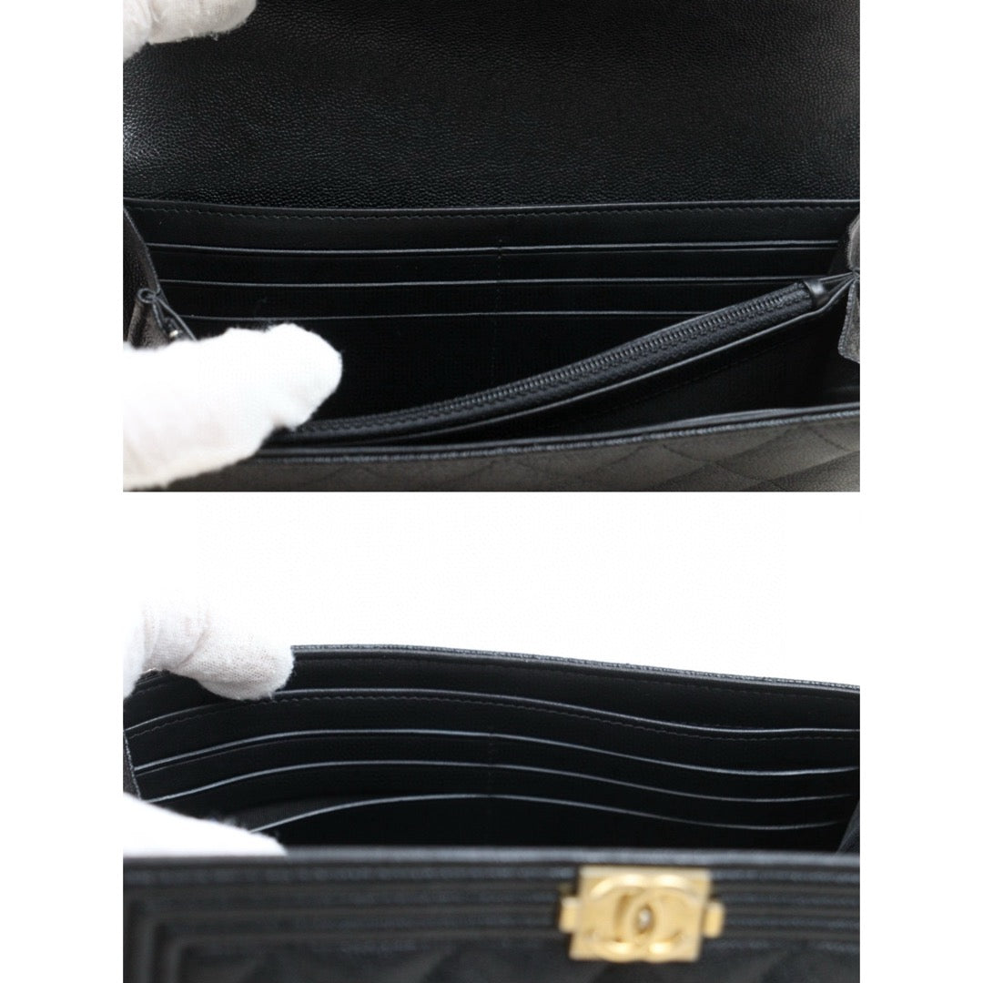 Very Good ( Rank A) ｜CHANEL Leboy Caviar Skin Black Long Wallet Made In 2019 Year｜S25021008