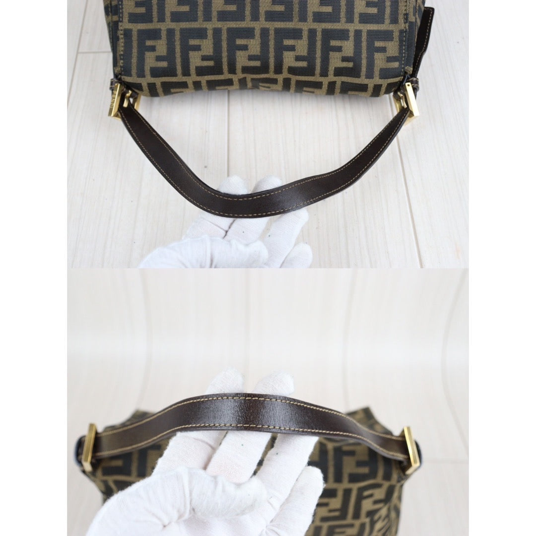 Rank A｜ FENDI Zucca Mamma Baguette Shoulder Bag Gold Hardware｜23102847