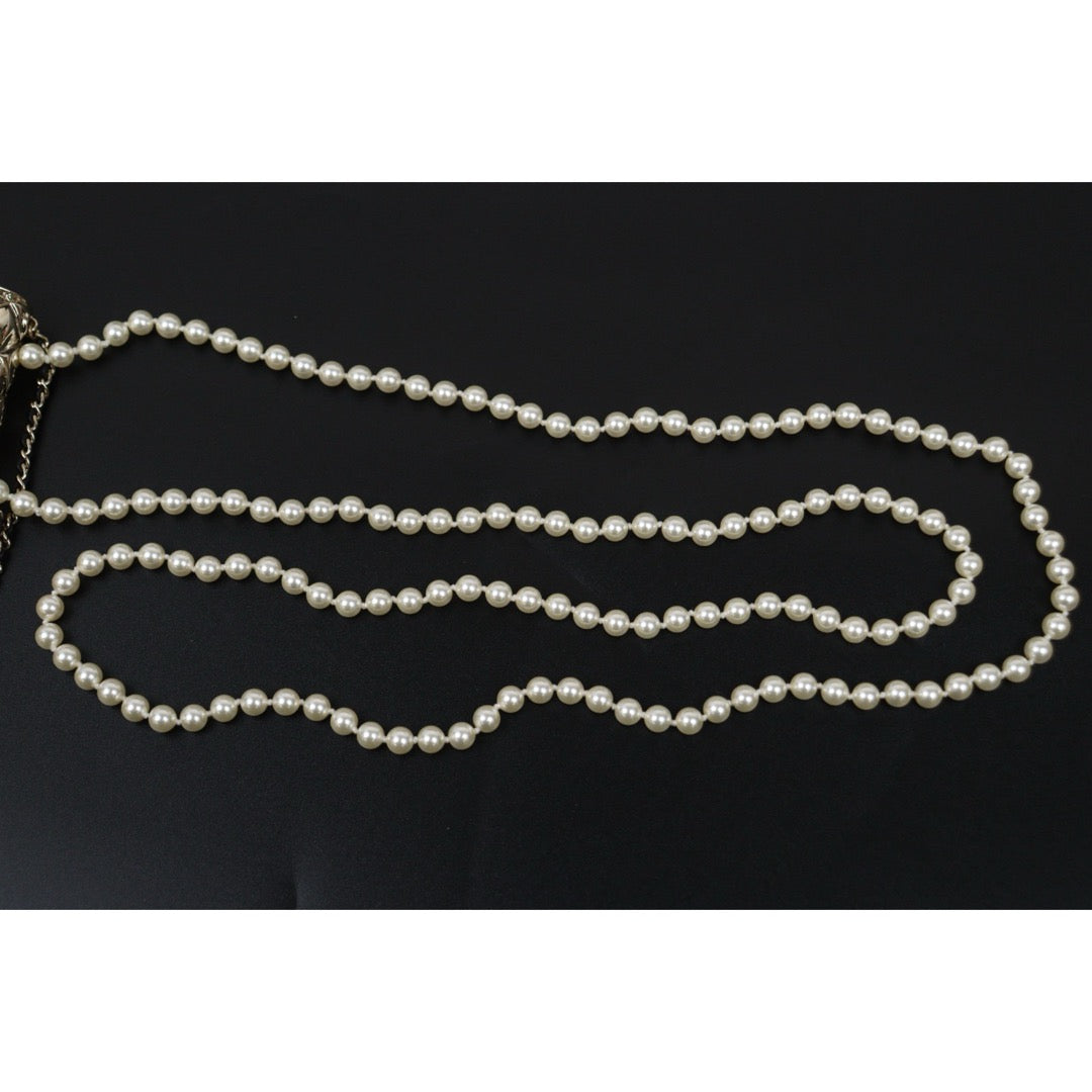 Excellent（Rank SA）｜ CHANEL Coco Mark Hollow Design Pearl Double Chain Tinybag made in 2021 year｜S25110434