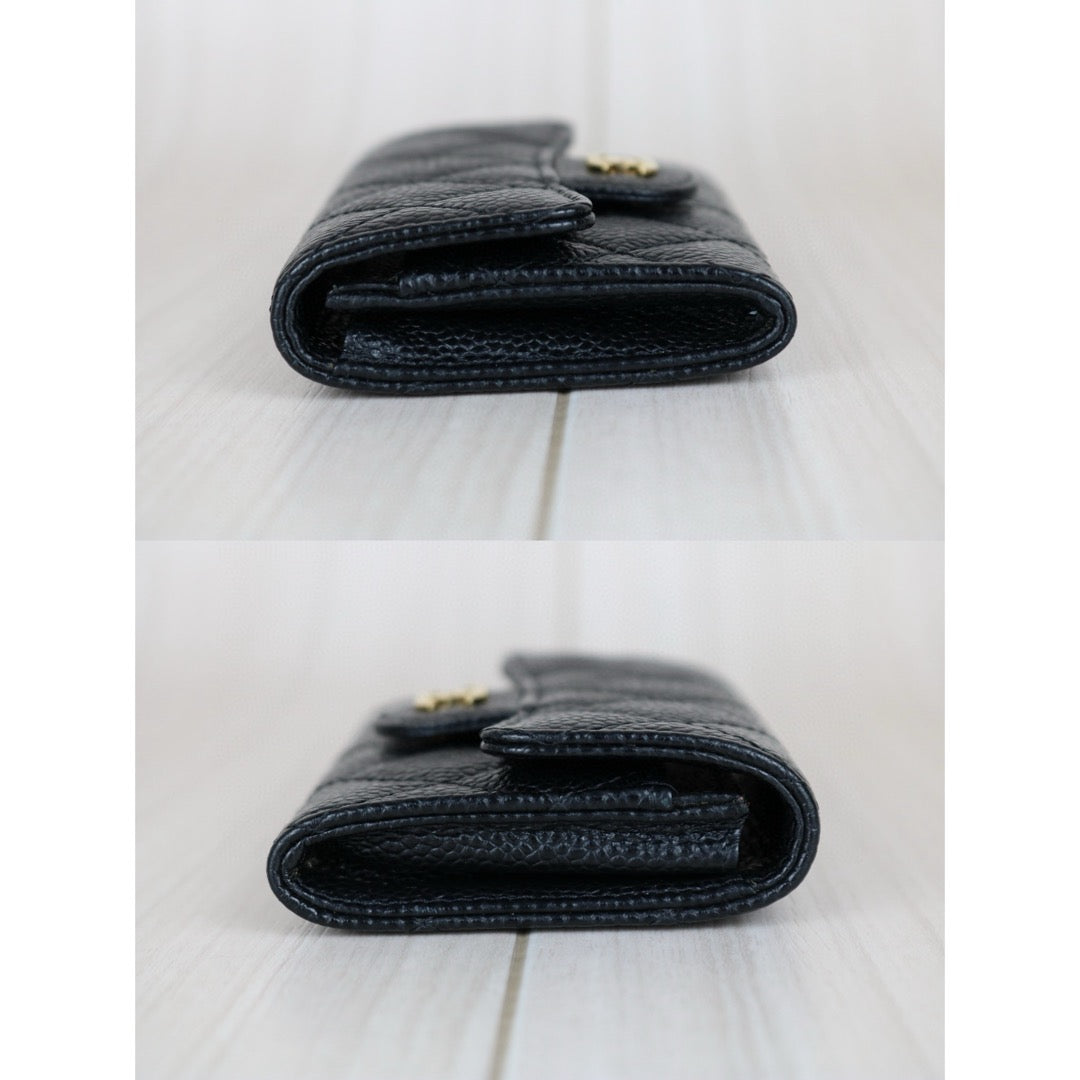 Very Good ( Rank A) ｜CHANEL Caviar Skin Leather Calf Leather  Card Holder Black Made In 2019 Year｜S24111502