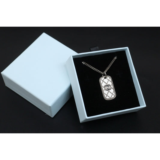 Include Authentic Detective Certificate of Authenticity｜Excellent（Rank SA）｜ CHANEL 09P COCO Mark Pattern Necklace Graphite Gray Made In 2009 Year｜S26031028