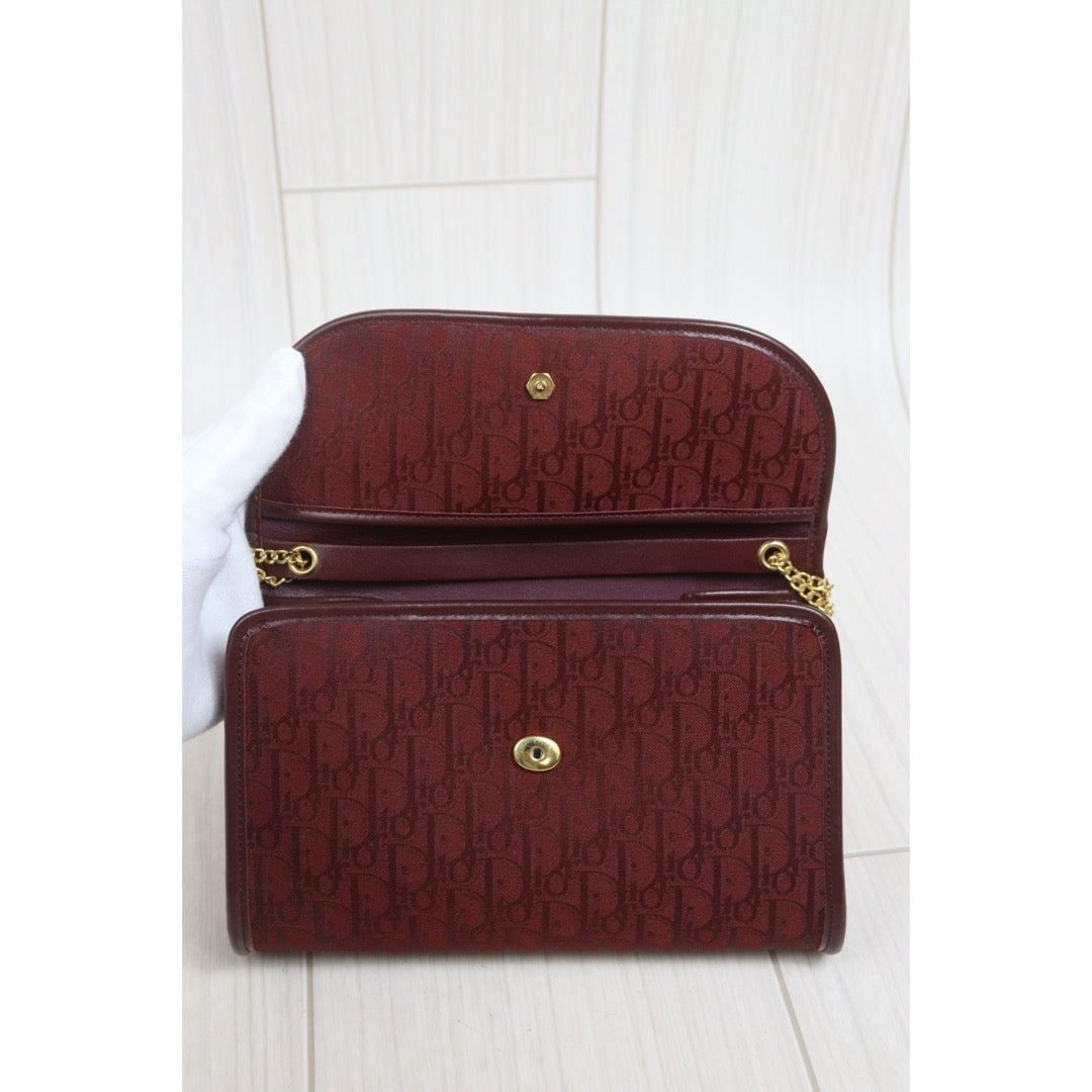Include Entrupy Certificate of Authenticity｜Very Good ( Rank A)｜Dior Oblique Chain Bag  Burgundy｜26091402