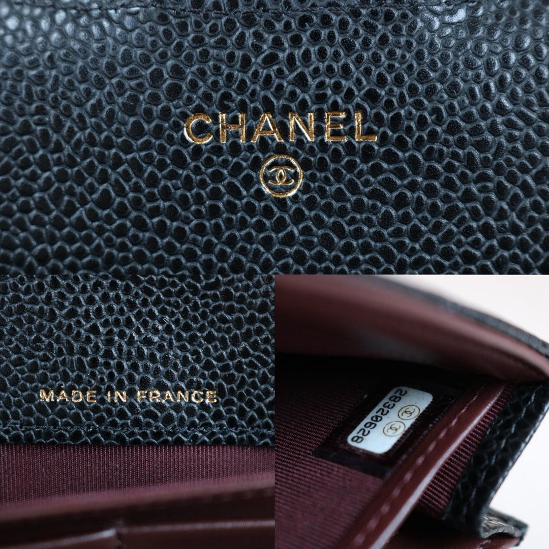 Very Good ( Rank A) ｜CHANEL Caviar Skin Black Long Wallet Made In 2019-2020 Year｜S24092601