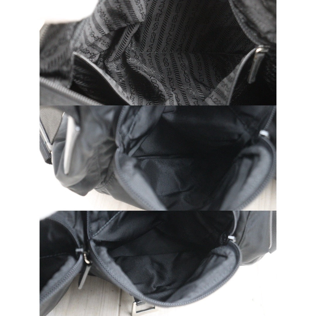 Good ( Rank AB) ｜Prada  Nylon ShoulderBag Black Silver Hardware｜25062306