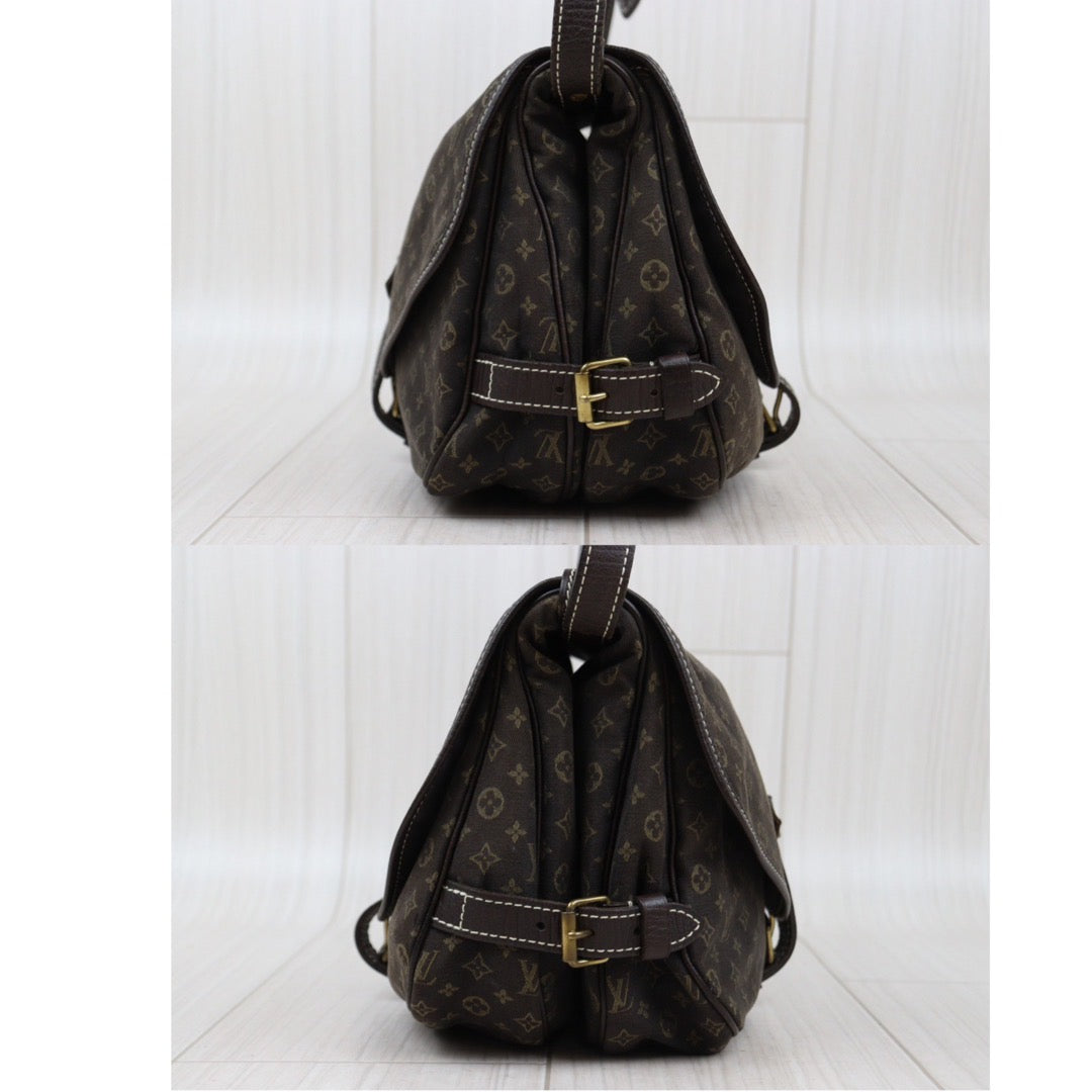 Rank A ｜LV Monogram Mini Run Saumur  Shoulder Bag Canvas Leather Brown｜24032610